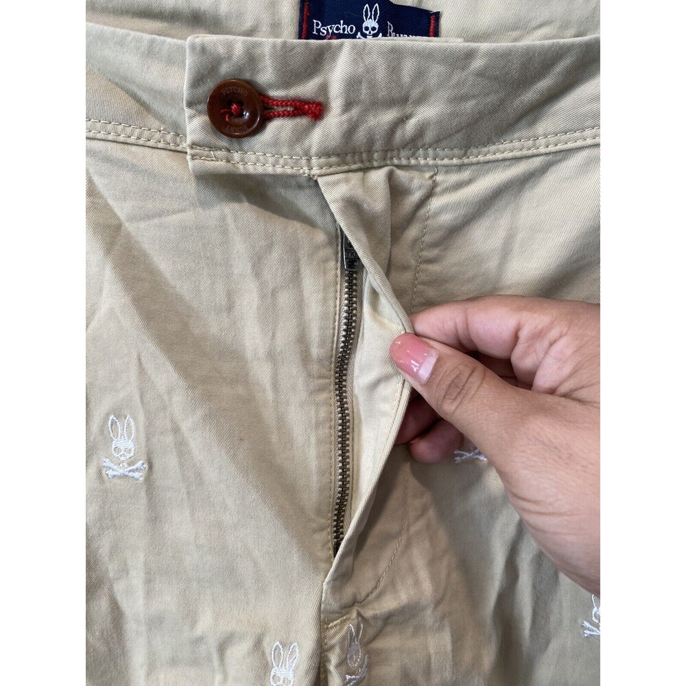 Psycho Bunny Isles Embroidered Adjustable Waist Shorts Mens Sz 38 Khakis - Picture 4 of 7